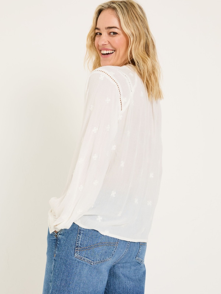 FatFace Orla Ivory Embroidered Blouse - Image 2 of 6