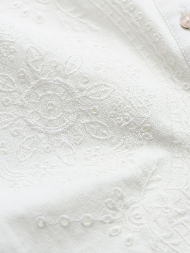 FatFace Roxi Ivory 100% Cotton Embroidered Shirt - Image 10 of 11