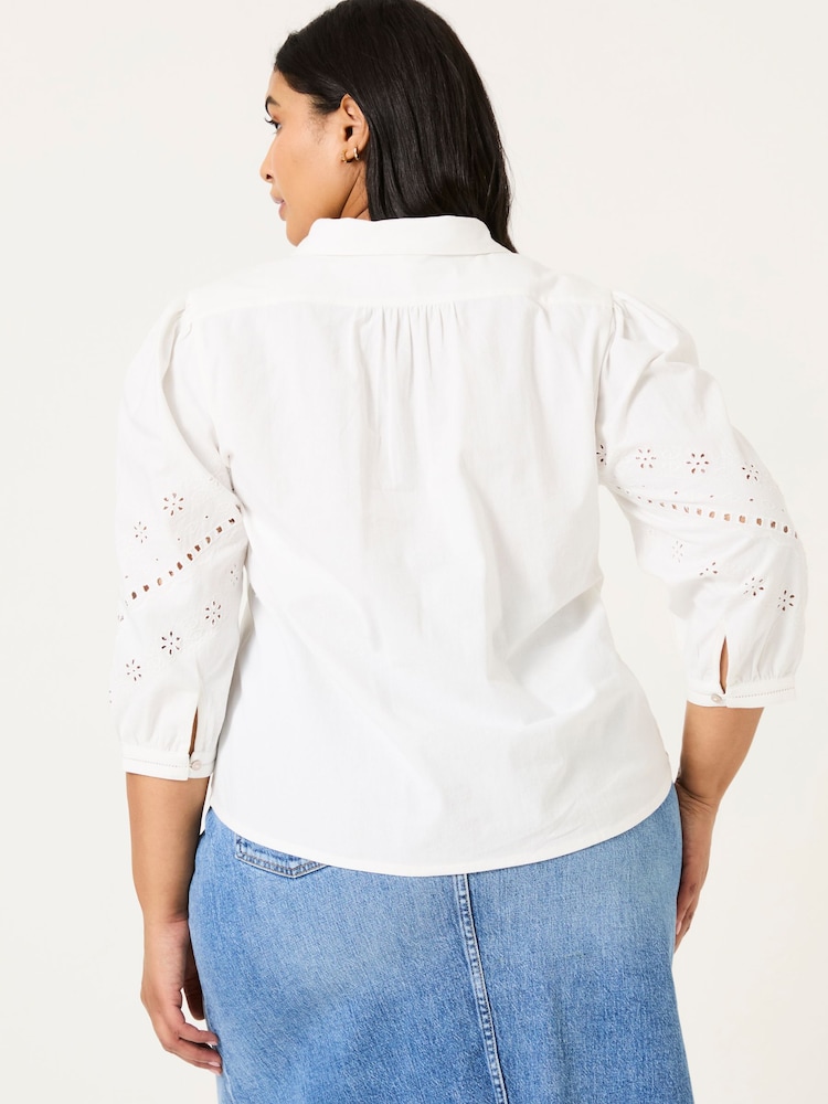 FatFace Roxi Ivory 100% Cotton Embroidered Shirt - Image 6 of 11