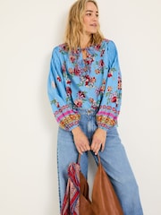 FatFace Bright Blue 100% Cotton Sandy Blouse - Image 1 of 8