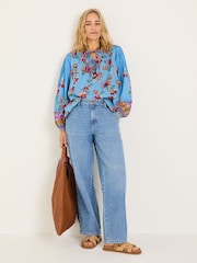FatFace Bright Blue 100% Cotton Sandy Blouse - Image 3 of 8