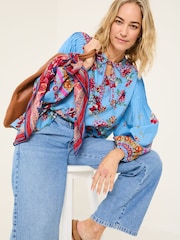 FatFace Bright Blue 100% Cotton Sandy Blouse - Image 5 of 8