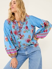 FatFace Bright Blue 100% Cotton Sandy Blouse - Image 6 of 8