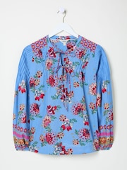 FatFace Bright Blue 100% Cotton Sandy Blouse - Image 8 of 8