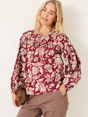 FatFace Burgundy Red 100% Cotton Sandy Blouse - Image 1 of 11