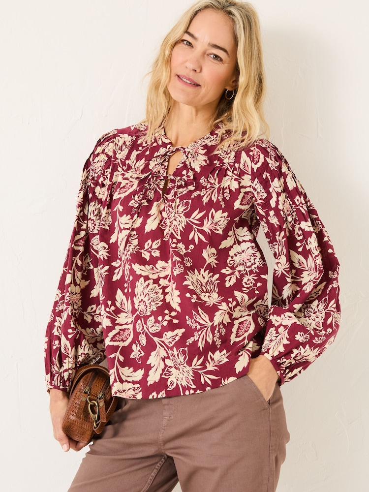 FatFace Burgundy Red 100% Cotton Sandy Blouse - Image 1 of 11