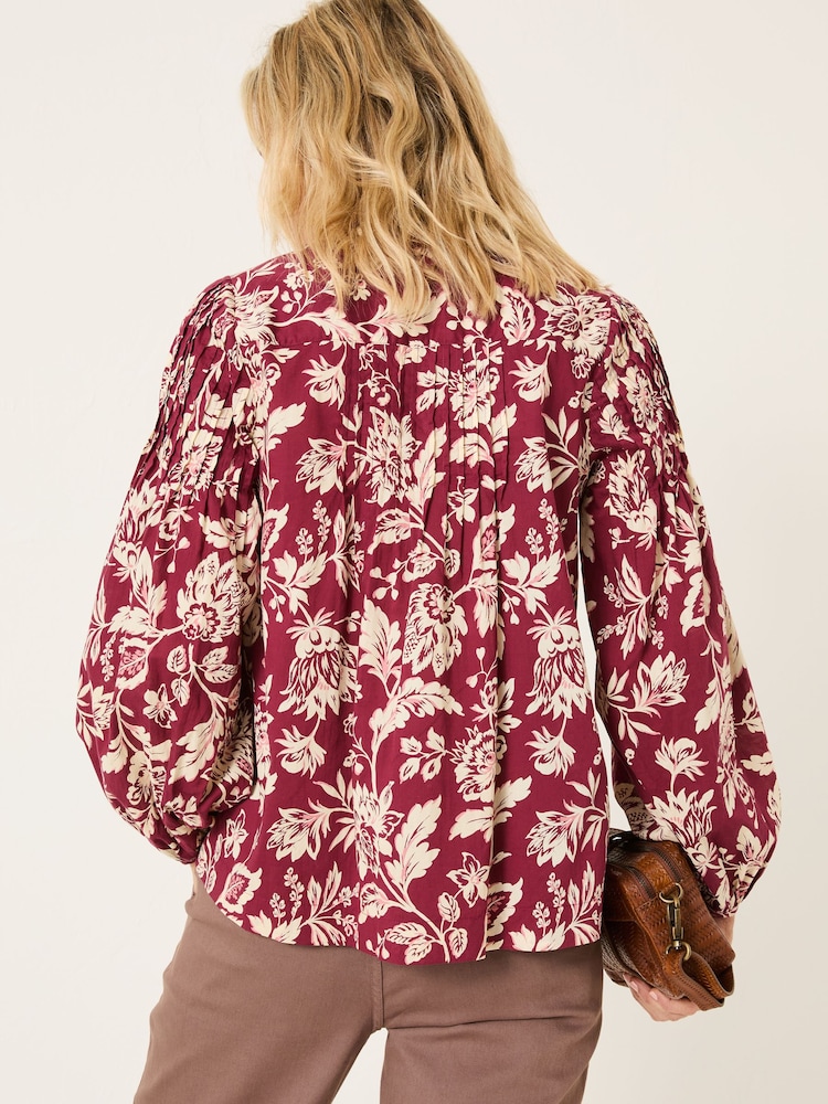 FatFace Burgundy Red 100% Cotton Sandy Blouse - Image 2 of 11