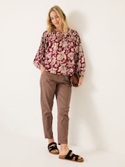 FatFace Burgundy Red 100% Cotton Sandy Blouse - Image 3 of 11