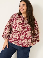FatFace Burgundy Red 100% Cotton Sandy Blouse - Image 6 of 11