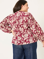 FatFace Burgundy Red 100% Cotton Sandy Blouse - Image 7 of 11