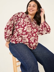 FatFace Burgundy Red 100% Cotton Sandy Blouse - Image 9 of 11
