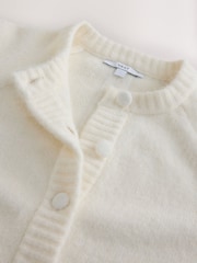 Ecru White Long Sleeve Crew Neck Bomber Cardigan - Image 7 of 7