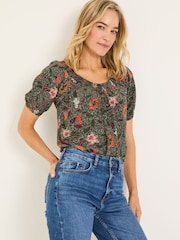 FatFace Black Floral Tayana Blouse - Image 1 of 9