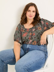 FatFace Black Floral Tayana Blouse - Image 8 of 9