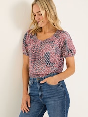 FatFace Pink Geo Tayana Blouse - Image 1 of 5