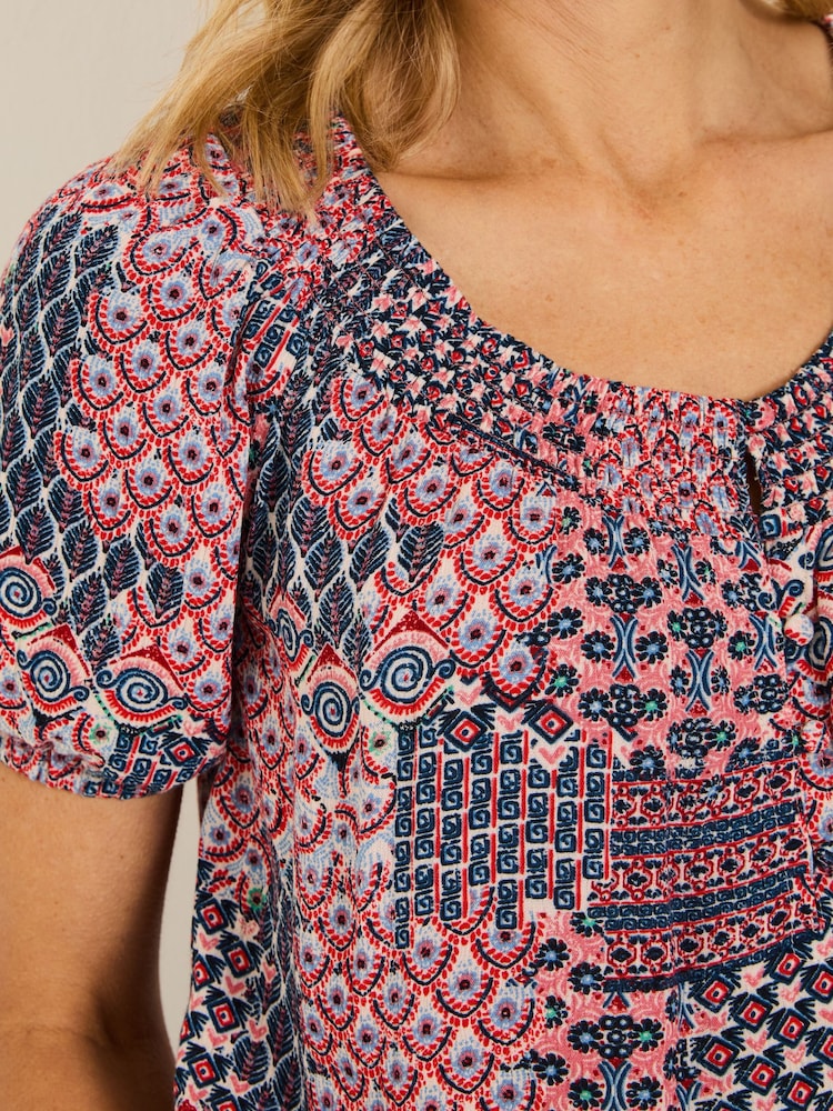 FatFace Pink Geo Tayana Blouse - Image 4 of 5