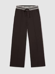 Reiss Chocolate Brown Verity Premium Interlock Stripe-Waist Joggers - Image 2 of 6