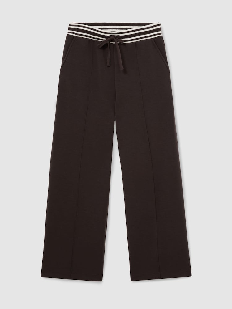 Reiss Chocolate Brown Verity Premium Interlock Stripe-Waist Joggers - Image 2 of 6