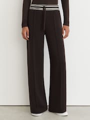 Reiss Chocolate Brown Verity Premium Interlock Stripe-Waist Joggers - Image 3 of 6