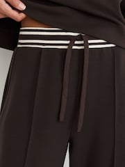 Reiss Chocolate Brown Verity Premium Interlock Stripe-Waist Joggers - Image 4 of 6