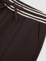 Reiss Chocolate Brown Verity Premium Interlock Stripe-Waist Joggers - Image 6 of 6