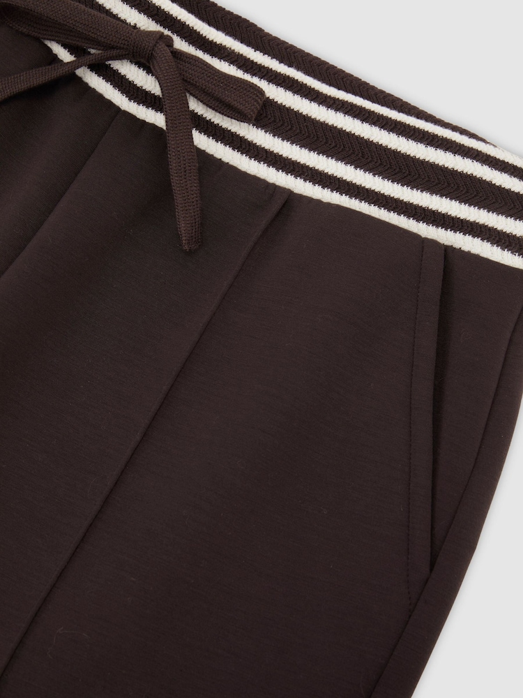Reiss Chocolate Brown Verity Premium Interlock Stripe-Waist Joggers - Image 6 of 6