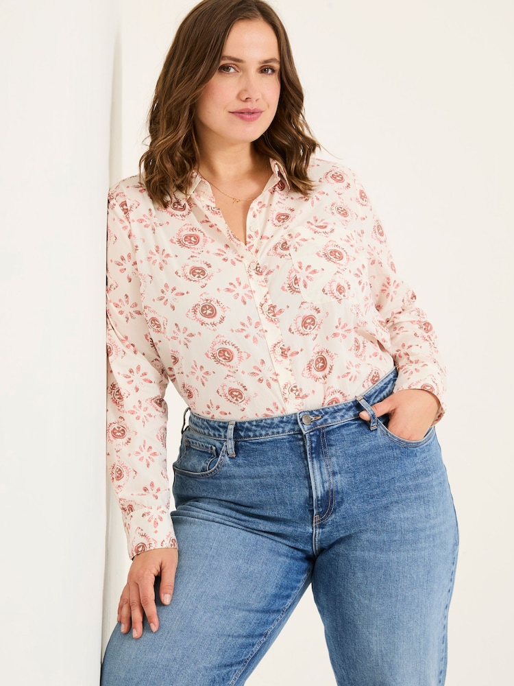FatFace Olivia Multi Tile Patch Geo 100% Cotton Long Sleeve Shirt - Image 8 of 9