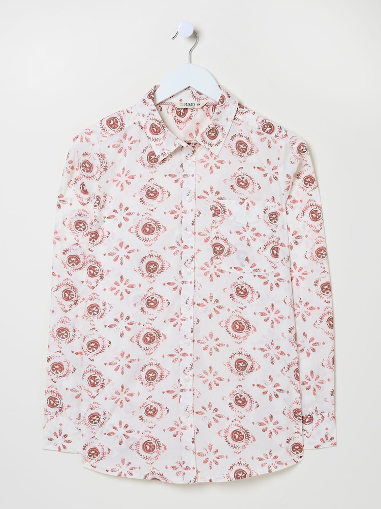 FatFace Olivia Ivory Printed 100% Cotton Long Sleeve Shirt - Image 9 of 9