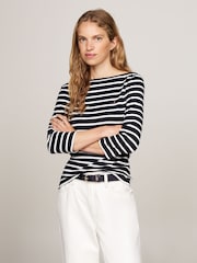 Tommy Hilfiger Brown New Cody Slim Boat 100% Cotton T-Shirt - Image 2 of 7