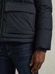 Reiss Navy Carston Patch-Pocket Quilted Puffer Jacket - Image 5 of 7