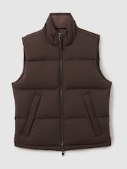 Reiss Brown Jessie Quilted-Shell Zip-Through Gilet - Image 2 of 6