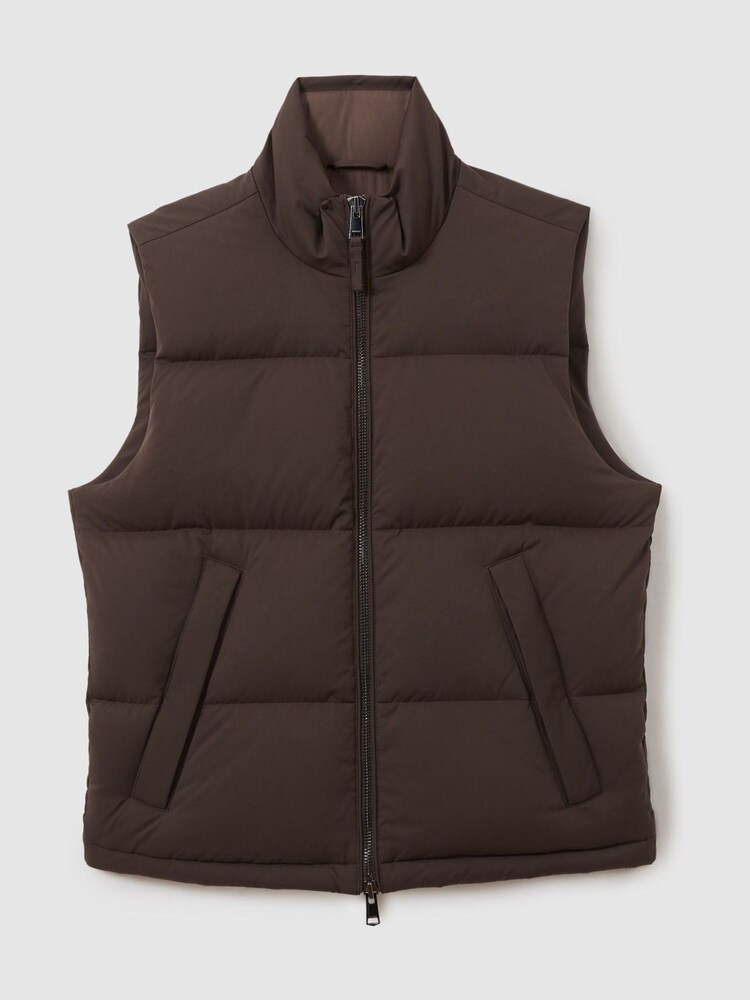 Reiss Brown Jessie Quilted-Shell Zip-Through Gilet - Image 2 of 6