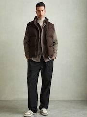 Reiss Brown Jessie Quilted-Shell Zip-Through Gilet - Image 3 of 6