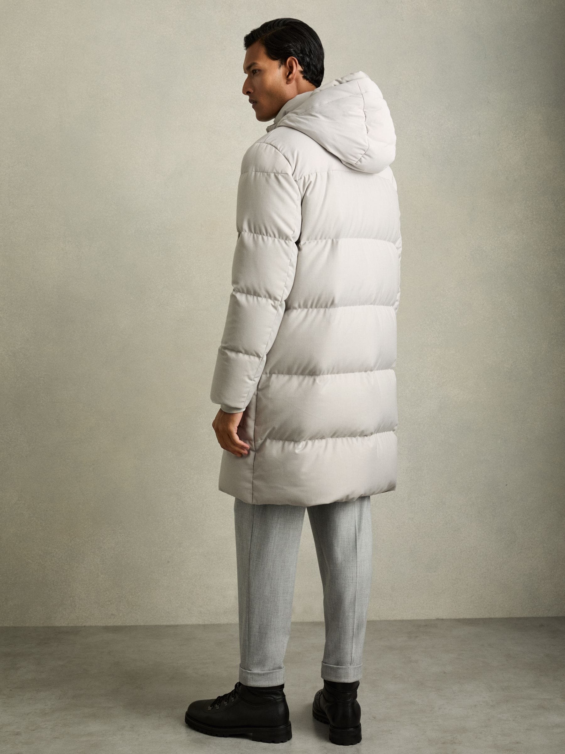 Grey longline puffer coat outlet
