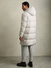 Reiss Grey Stadium Quilted Longline Puffer Jacket - Image 7 of 8