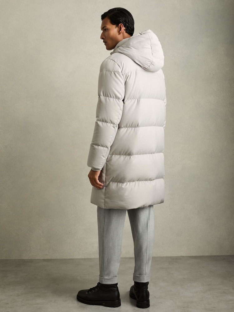 Reiss Grey Stadium Quilted Longline Puffer Jacket - Image 7 of 8