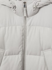Reiss Grey Stadium Quilted Longline Puffer Jacket - Image 8 of 8