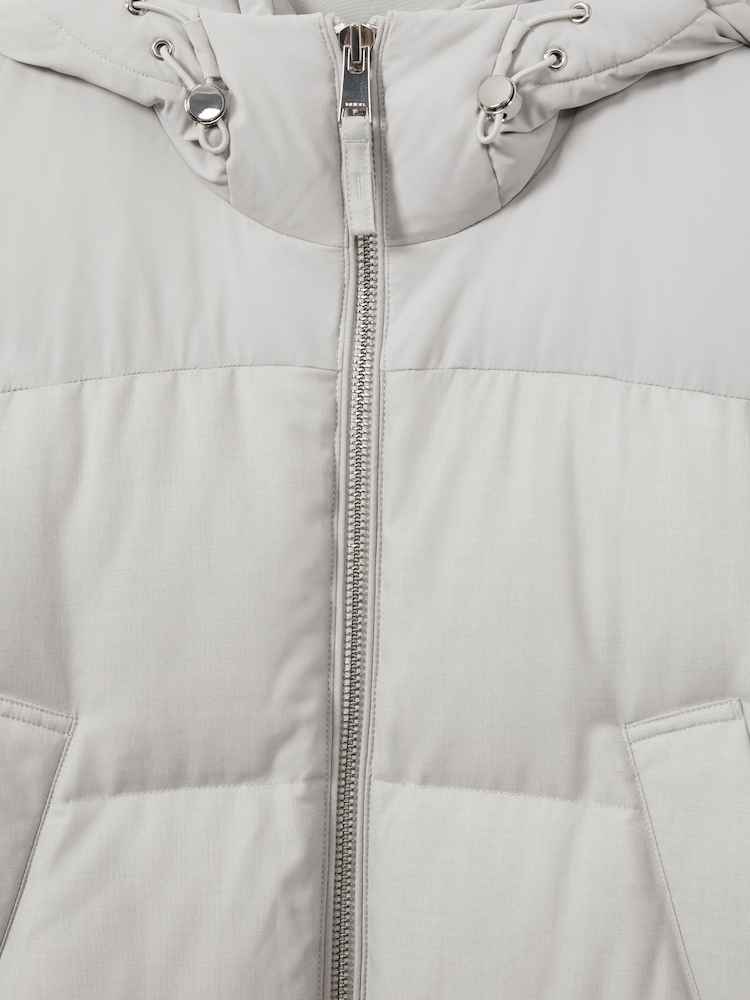 Reiss Grey Stadium Quilted Longline Puffer Jacket - Image 8 of 8