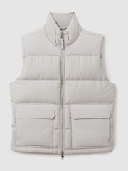 Reiss Grey Dante Patch Pocket Quilted Gilet - Image 2 of 7