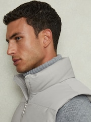Reiss Grey Dante Patch Pocket Quilted Gilet - Image 4 of 7