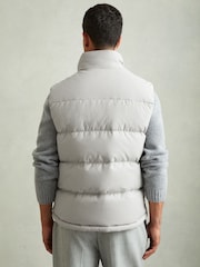 Reiss Grey Dante Patch Pocket Quilted Gilet - Image 5 of 7