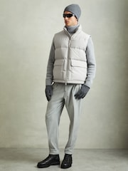 Reiss Grey Dante Patch Pocket Quilted Gilet - Image 6 of 7
