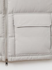 Reiss Grey Dante Patch Pocket Quilted Gilet - Image 7 of 7