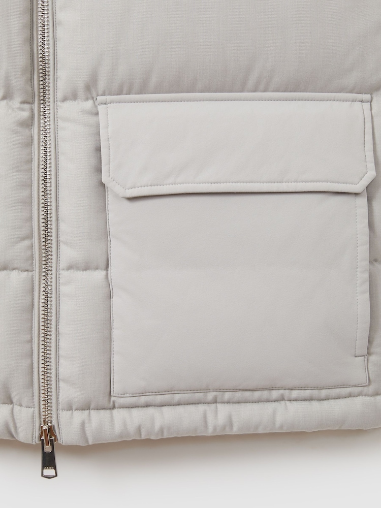 Reiss Grey Dante Patch Pocket Quilted Gilet - Image 7 of 7
