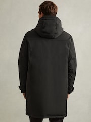 Reiss Black Mission Hooded Shell Down Coat - Image 7 of 8