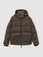 Reiss Brown/Stone Cranum Quilted Shell Puffer Down Jacket - Image 2 of 6