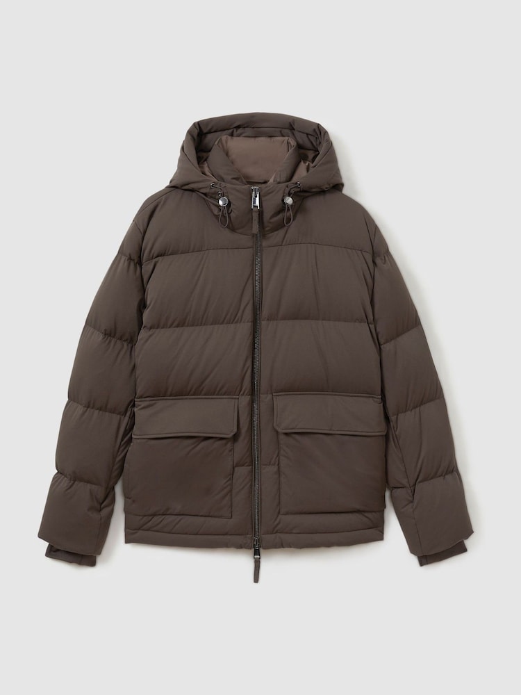 Reiss Brown/Stone Cranum Quilted Shell Puffer Down Jacket - Image 2 of 6