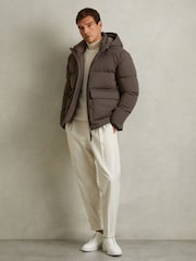 Reiss Brown/Stone Cranum Quilted Shell Puffer Down Jacket - Image 3 of 6