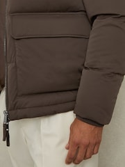 Reiss Brown/Stone Cranum Quilted Shell Puffer Down Jacket - Image 4 of 6