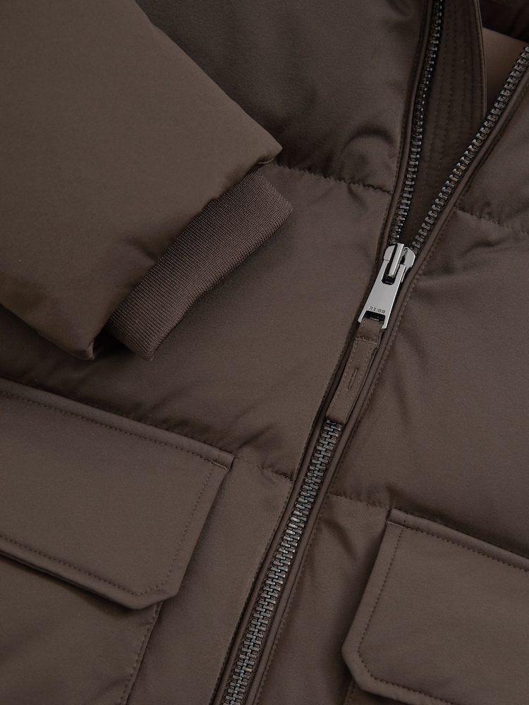 Reiss Brown/Stone Cranum Quilted Shell Puffer Down Jacket - Image 6 of 6